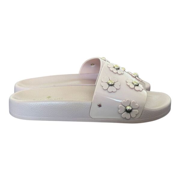 Kate Spade Spring Flower Slides Sandals Rose Smoke Pink Size 8 - Picture 6 of 10